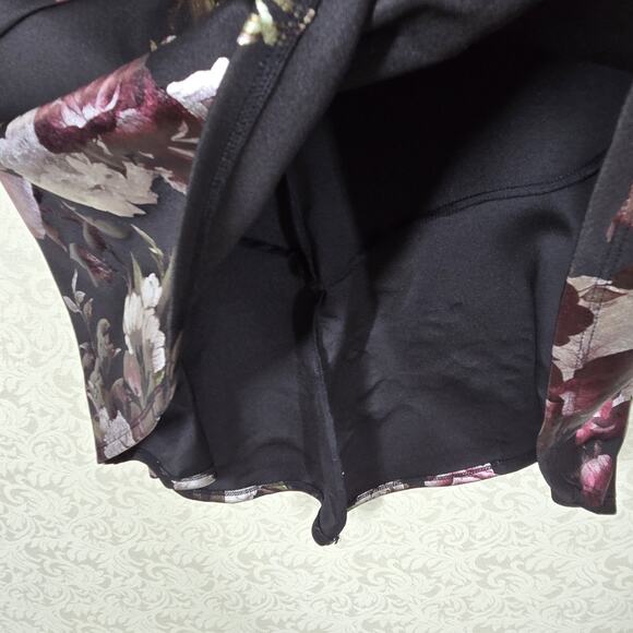 Enfocus High Low Maxi Sheath Dress 14W Black Pink Floral Rose Sleeveless Evening - Picture 5 of 14